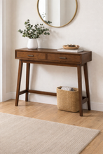Load image into Gallery viewer, Heritage Two Drawer Walnut Finish Wood Console Table