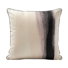 Load image into Gallery viewer, Decorative pillow with a black and gray abstract pattern on a white background
