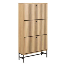 Load image into Gallery viewer, Wooden cabinet with metal legs on a white background