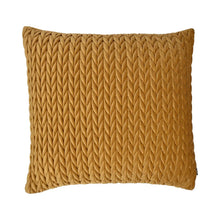 Load image into Gallery viewer, Textured mustard yellow pillow on a white background
