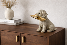 Load image into Gallery viewer, Antique Silver Labrador Holding Gold Tray