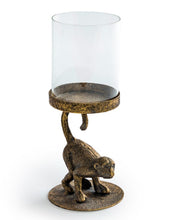 Load image into Gallery viewer, Antiqued Crouching Monkey Candle Holder with Glass Cover