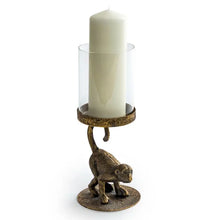 Load image into Gallery viewer, Antiqued Crouching Monkey Candle Holder with Glass Cover