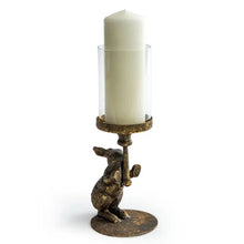 Load image into Gallery viewer, Antiqued Rabbit Candle Holder with Glass Cover