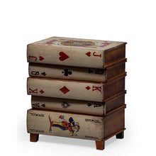 Load image into Gallery viewer, Antiqued Stacked Playing Card Books Side Table