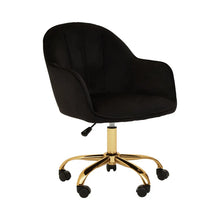 Load image into Gallery viewer, Brent Black Velvet And Gold Base Home Office Chair