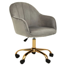Load image into Gallery viewer, Brent Grey Velvet And Gold Home Office Chair