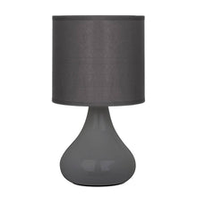 Load image into Gallery viewer, Gray table lamp with a dark gray shade on a white background