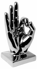 Load image into Gallery viewer, Metallic hand sculpture on a white background