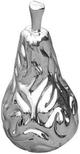 Load image into Gallery viewer, A pear-shaped metallic silver decorative object with a highly reflective, polished chrome-like surface, isolated on a white background.