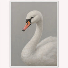 Load image into Gallery viewer, Framed artwork of a swan on a gray background