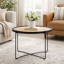 Load image into Gallery viewer, Depok Rattan Round Coffee Table With Cross Metal Legs