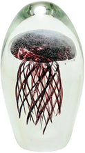 Load image into Gallery viewer, Glass sculpture of a jellyfish with a black interior on a white background