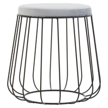 Load image into Gallery viewer, Stool with wireframe design and cushioned seat on a white background