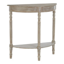 Load image into Gallery viewer, Wooden console table with a curved top and shelf on a white background