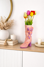 Load image into Gallery viewer, Large Ribbon Bow Heeled-Boot Ceramic Vase