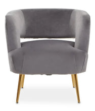 Load image into Gallery viewer, Larrisa Grey Velvet Chair With Padded Seat And Gold Metal Legs