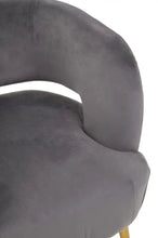 Load image into Gallery viewer, Larrisa Grey Velvet Chair With Padded Seat And Gold Metal Legs