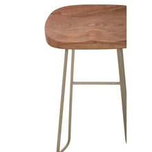 Load image into Gallery viewer, Wooden bar stool with metal legs on a white background