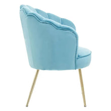 Load image into Gallery viewer, Ovala Aqua Velvet Scalloped Chair