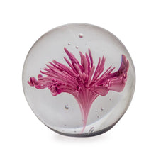 Load image into Gallery viewer, Purple & White Flower Glass Ball Paperweight with Box
