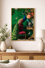 Load image into Gallery viewer, Stately Peacock Framed Velvet Canvas Art
