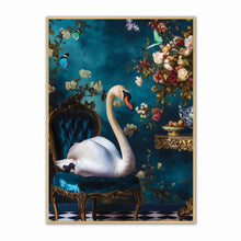 Load image into Gallery viewer, Stately Swan Framed Velvet Canvas Art