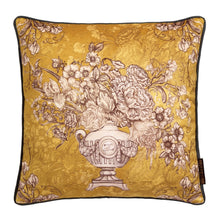 Load image into Gallery viewer, Decorative pillow with floral design on a yellow background