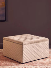 Load image into Gallery viewer, Zamora Square Mink Velvet Ottoman