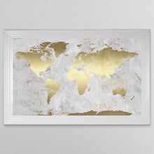 Load image into Gallery viewer, Grey And Gold Marble Map Framed Wall Art 114*74cm