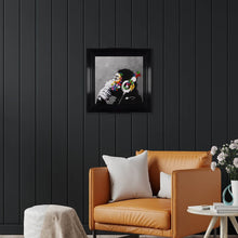 Load image into Gallery viewer, Thinking Monkey Wearing Headphones Framed Wall Art