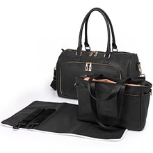 Load image into Gallery viewer, LEATHER LOOK MATERNITY CHANGING SHOULDER BAG BLACK