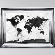 Load image into Gallery viewer, Black And White Marble Map Framed Art Work