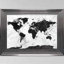 Load image into Gallery viewer, Black And White Marble Map Framed Art Work