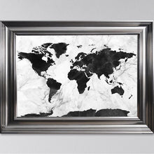 Load image into Gallery viewer, Black And White Marble Map Framed Art Work