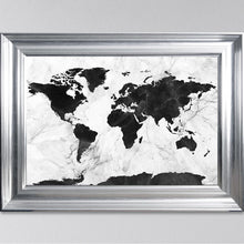 Load image into Gallery viewer, Black And White Marble Map Framed Art Work