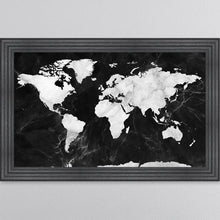 Load image into Gallery viewer, Black And White Marble Map Framed Wall Art