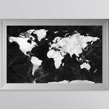 Load image into Gallery viewer, Black And White Marble Map Framed Wall Art