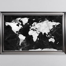 Load image into Gallery viewer, Black And White Marble Map Framed Wall Art