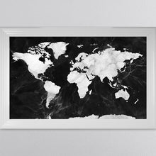 Load image into Gallery viewer, Black And White Marble Map Framed Wall Art