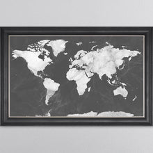 Load image into Gallery viewer, Dark Grey And White Marble Map Framed Wall Art 114*74cm