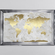Load image into Gallery viewer, Grey And Gold Marble Map Framed Wall Art 114*74cm