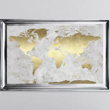 Load image into Gallery viewer, Grey And Gold Marble Map Framed Wall Art 114*74cm