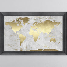 Load image into Gallery viewer, Grey And Gold Marble Map Framed Wall Art 114*74cm