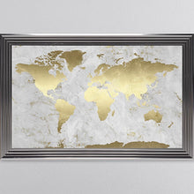 Load image into Gallery viewer, Grey And Gold Marble Map Framed Wall Art 114*74cm