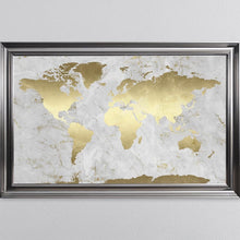 Load image into Gallery viewer, Grey And Gold Marble Map Framed Wall Art 114*74cm