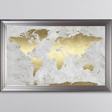 Load image into Gallery viewer, Grey And Gold Marble Map Framed Wall Art 114*74cm