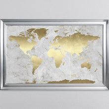 Load image into Gallery viewer, Grey And Gold Marble Map Framed Wall Art 114*74cm