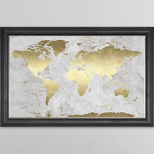Load image into Gallery viewer, Grey And Gold Marble Map Framed Wall Art 114*74cm