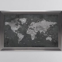 Load image into Gallery viewer, Grey World Map Framed Wall Art 114*74cm